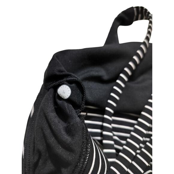 Lululemon Women's Energy Bra Long Line Black White Stripes Size 4 - Picture 10 of 10